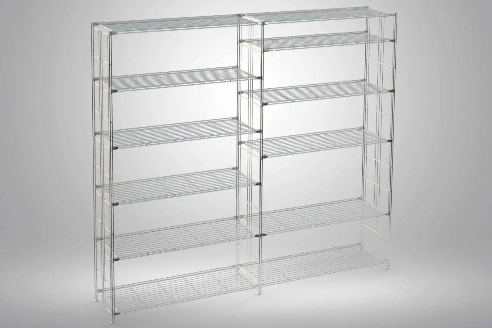 BIII Metall Regal mit 12 Gitterböden 190x210x38 cm Chrom