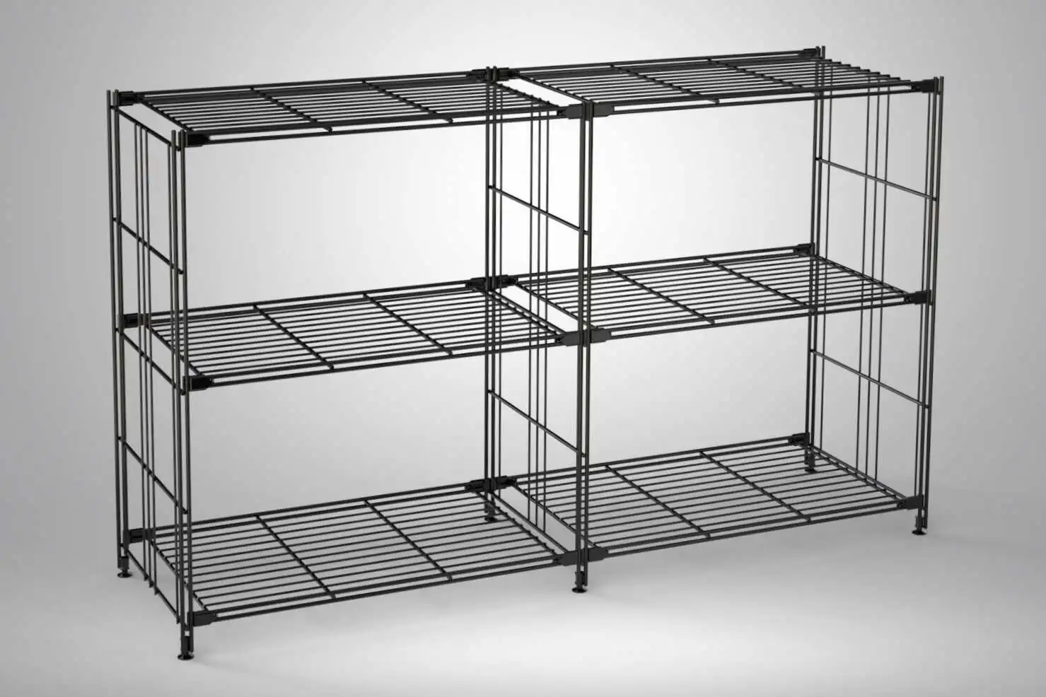 BIII Metall Regal mit 6 Gitterböden 80x132x38 cm Schwarz