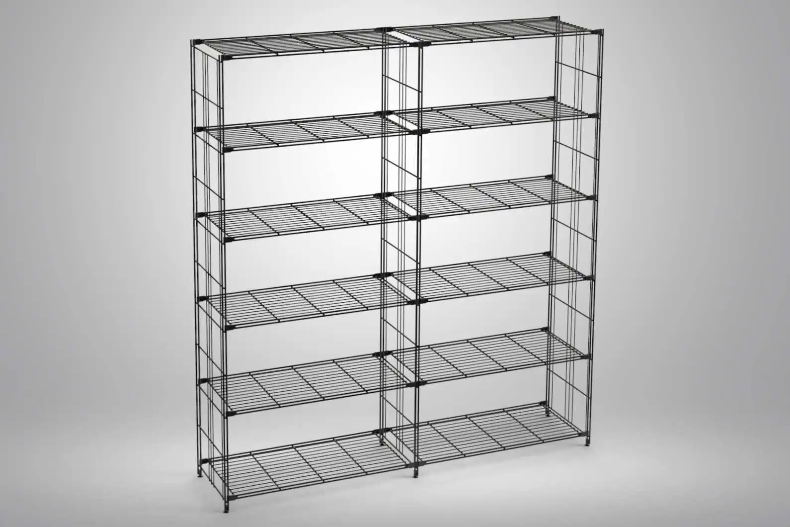 Stylisches Stand-Regal Metall in schwarz mit 12 Gitterböden 190x172x38