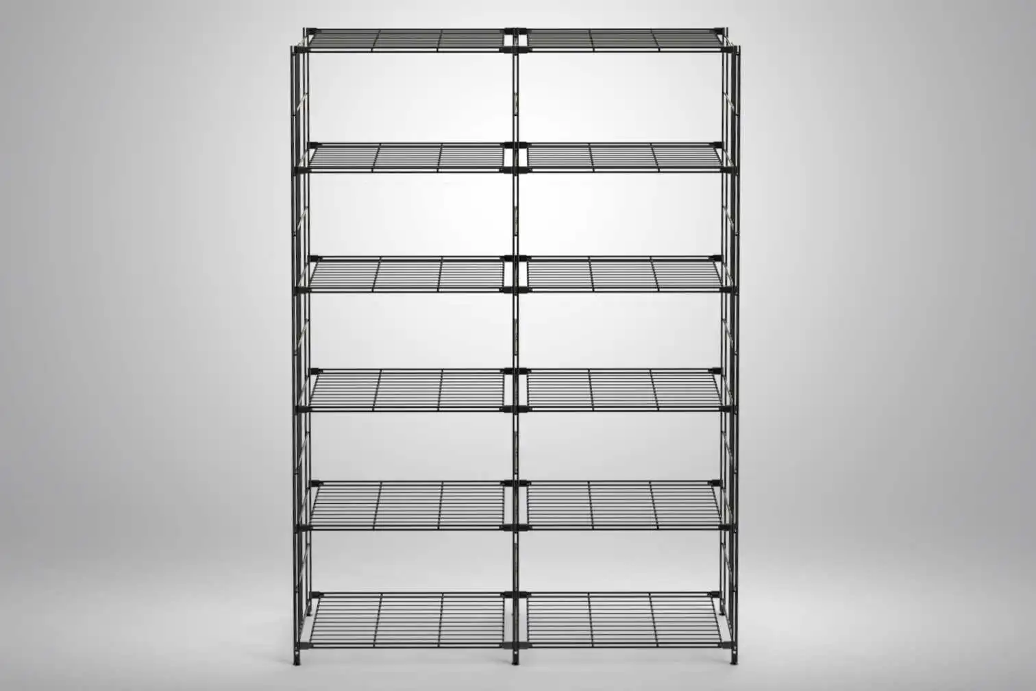 Stylisches Stand-Regal Metall in schwarz mit 12 Gitterböden 190x132x38