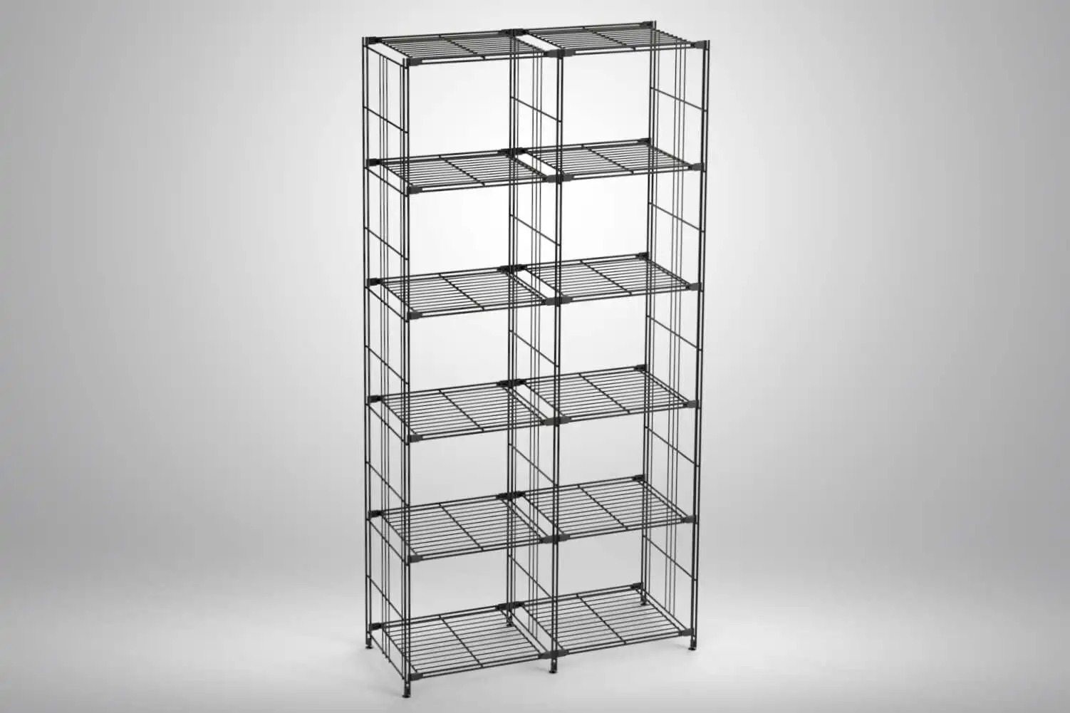 Stylisches Stand-Regal Metall in schwarz mit 12 Gitterböden 190x94x38