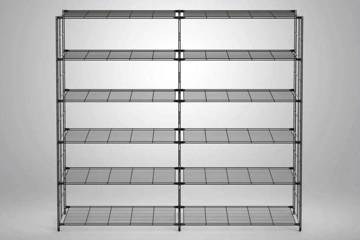 Stylisches Stand-Regal Metall in schwarz mit 12 Gitterböden 190x210x38