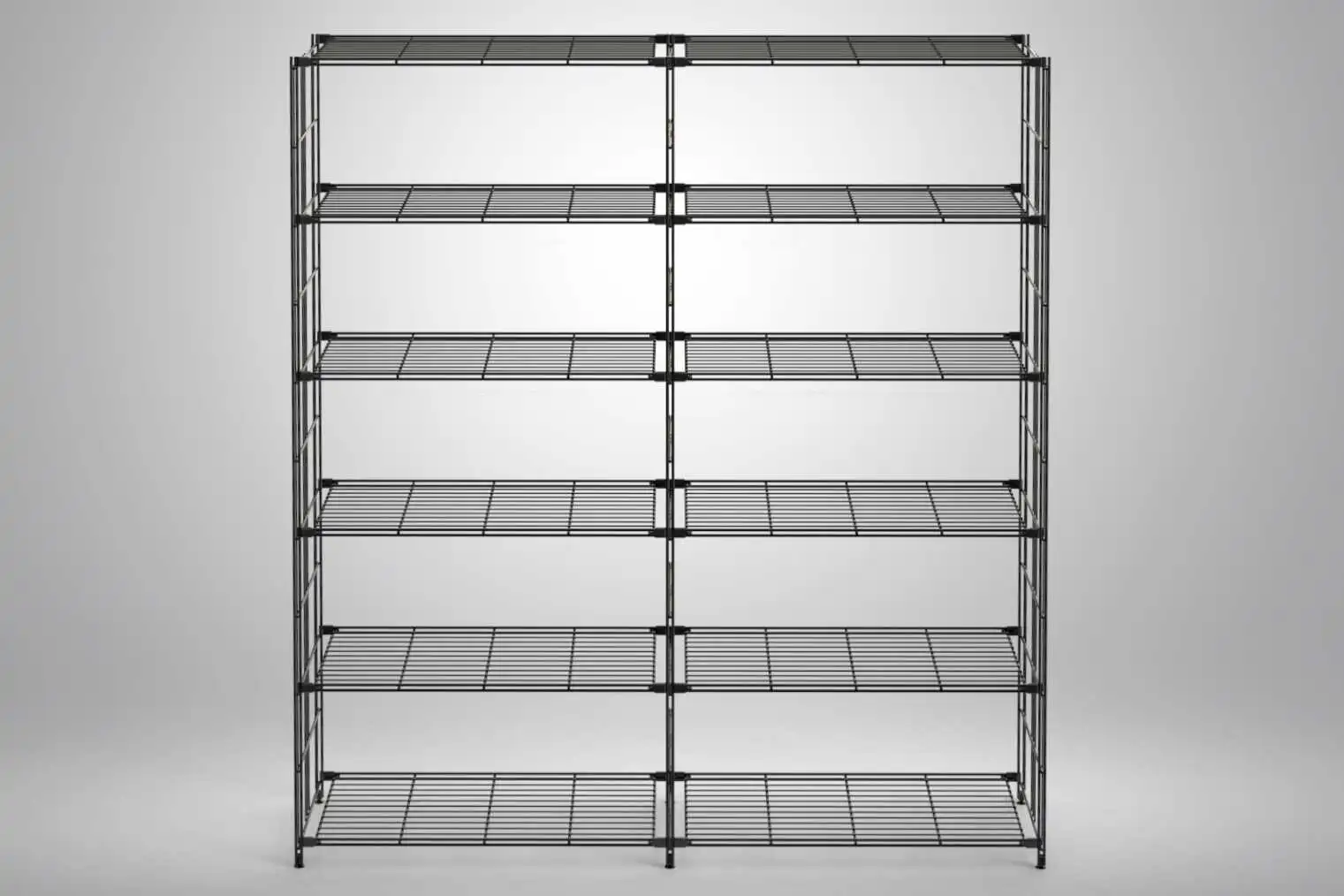 Stylisches Stand-Regal Metall in schwarz mit 12 Gitterböden 190x172x38