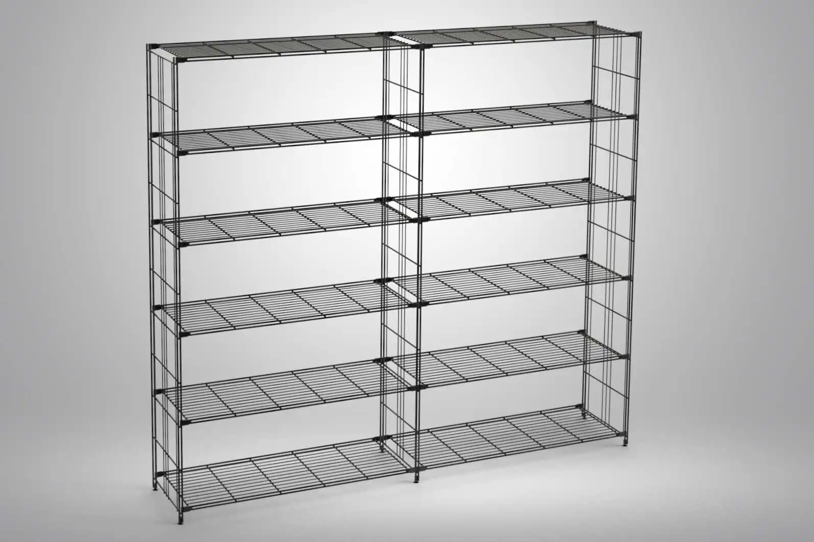 Stylisches Stand-Regal Metall in schwarz mit 12 Gitterböden 190x210x38