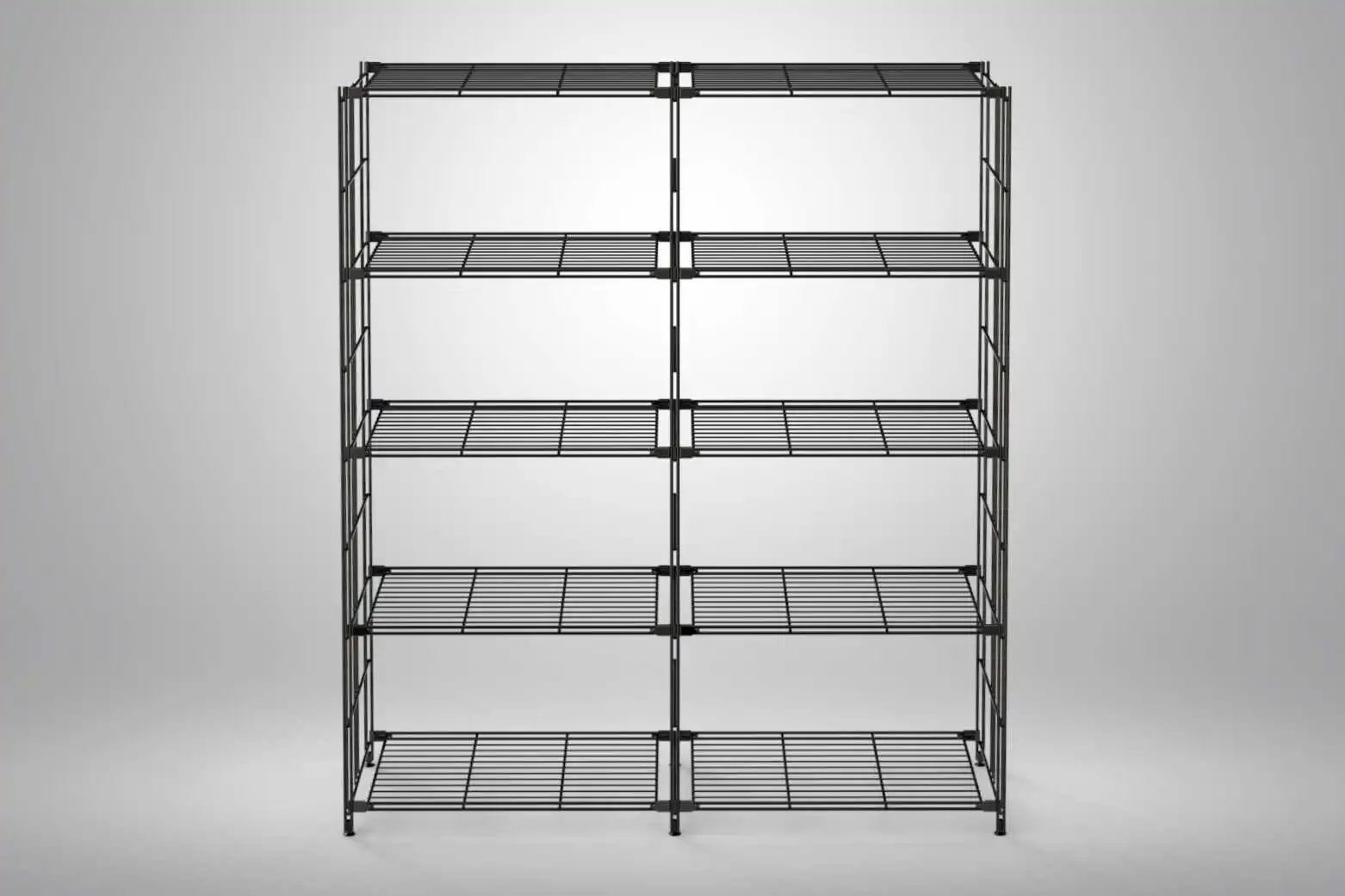 Metall-Regal in schwarz 154x132x38 cm (Höhe x Breite x Tiefe)