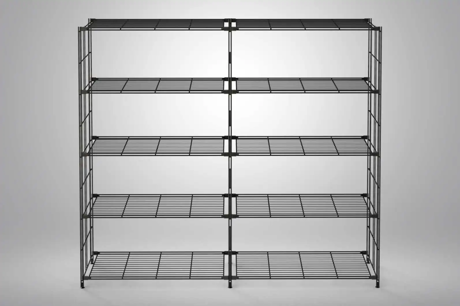 Edles Metall-Regal in schwarz mit 10 Gitterböden 154 cm hoch