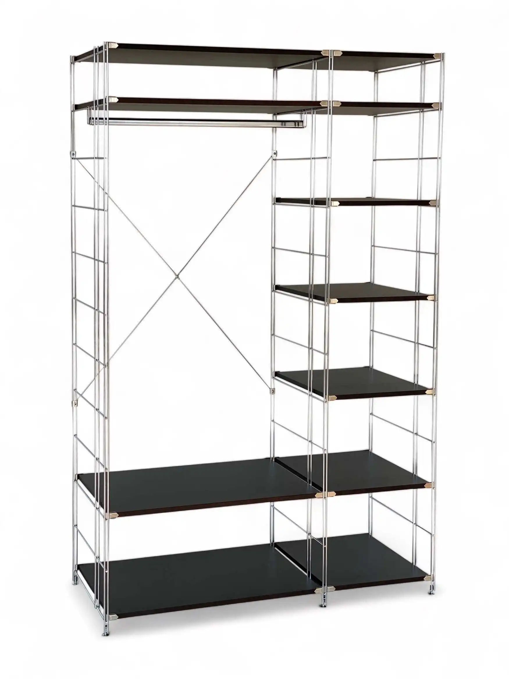 GARBO Garderobenset freistehend mit 11 Ablageböden 133 cm breit Farbe: Wenge