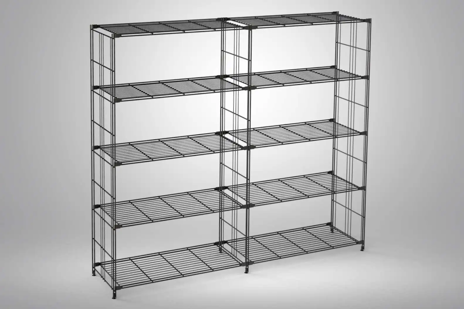 Edles Metall-Regal in schwarz mit 10 Gitterböden 154 cm hoch