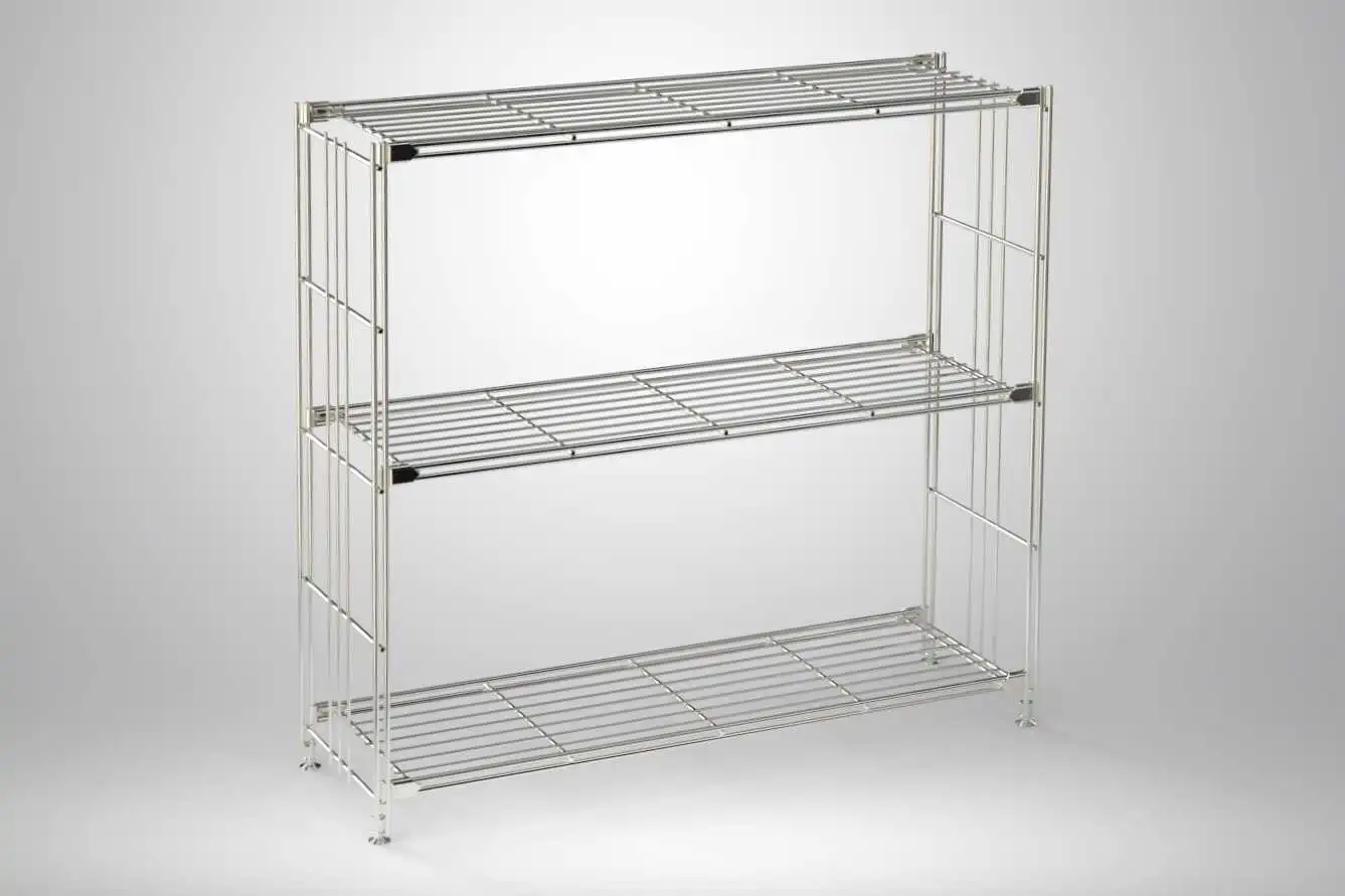 BIII Metall Regal mit 3 Gitterböden 80x87x25 cm Chrom