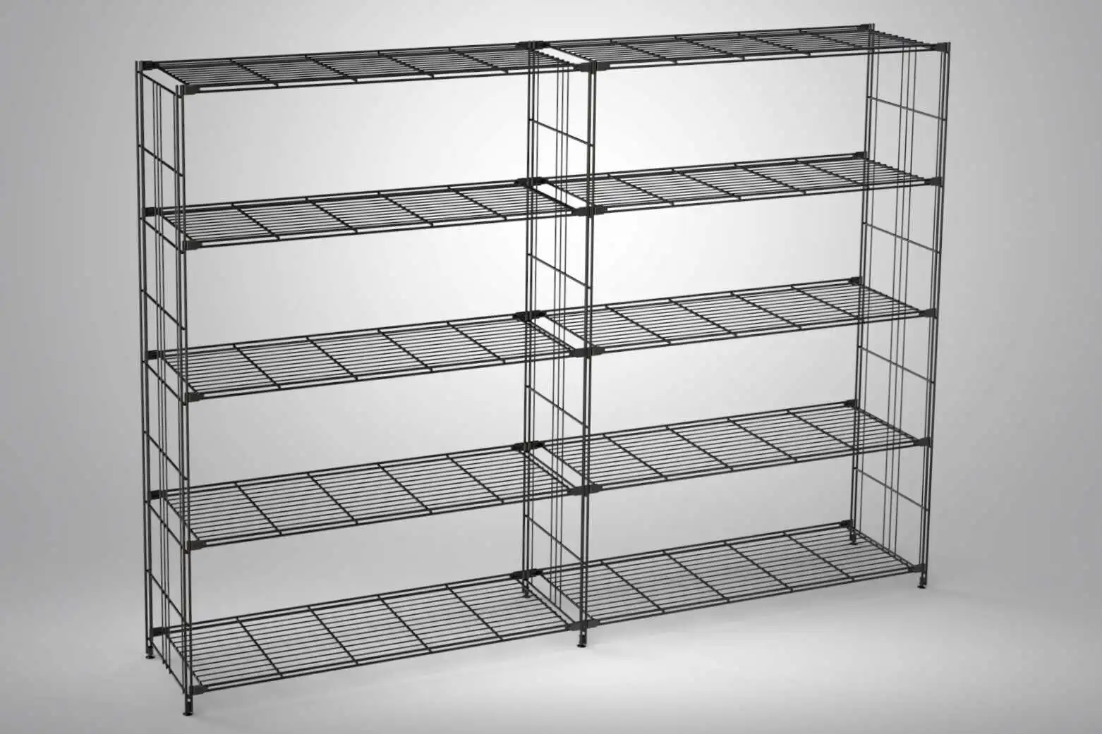 Edles Metall-Regal in schwarz mit 10 Gitterböden 154x210x38