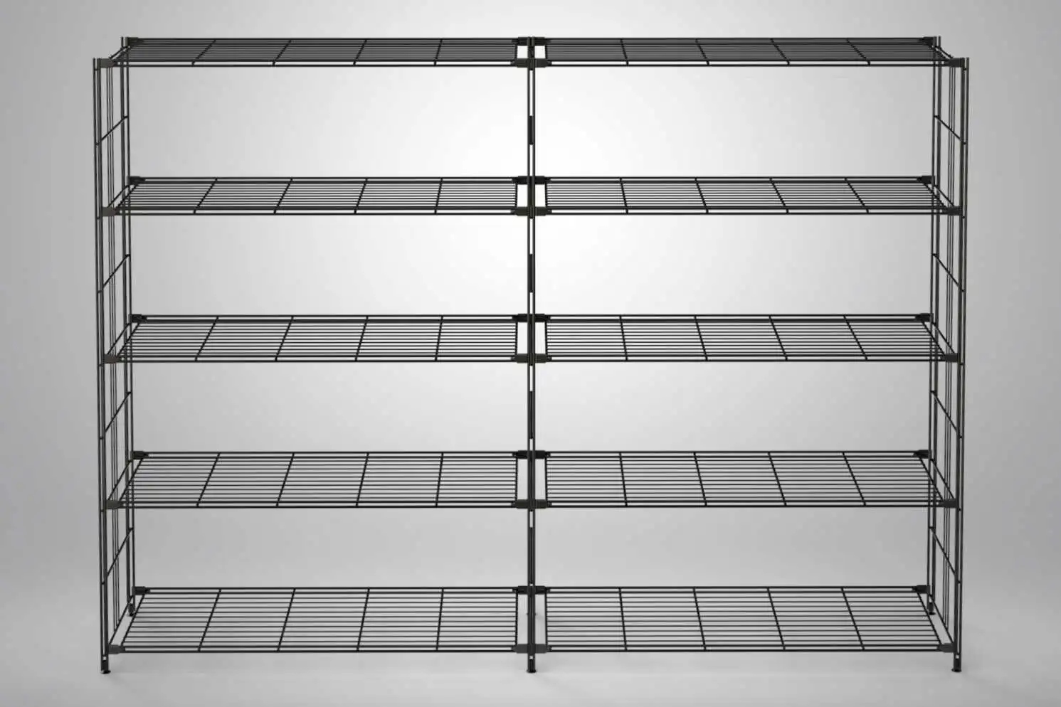 Edles Metall-Regal in schwarz mit 10 Gitterböden 154x210x38