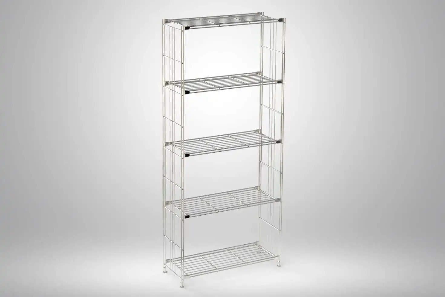 BIII Metall Regal mit 5 Gitterböden 154x67x25 cm Chrom