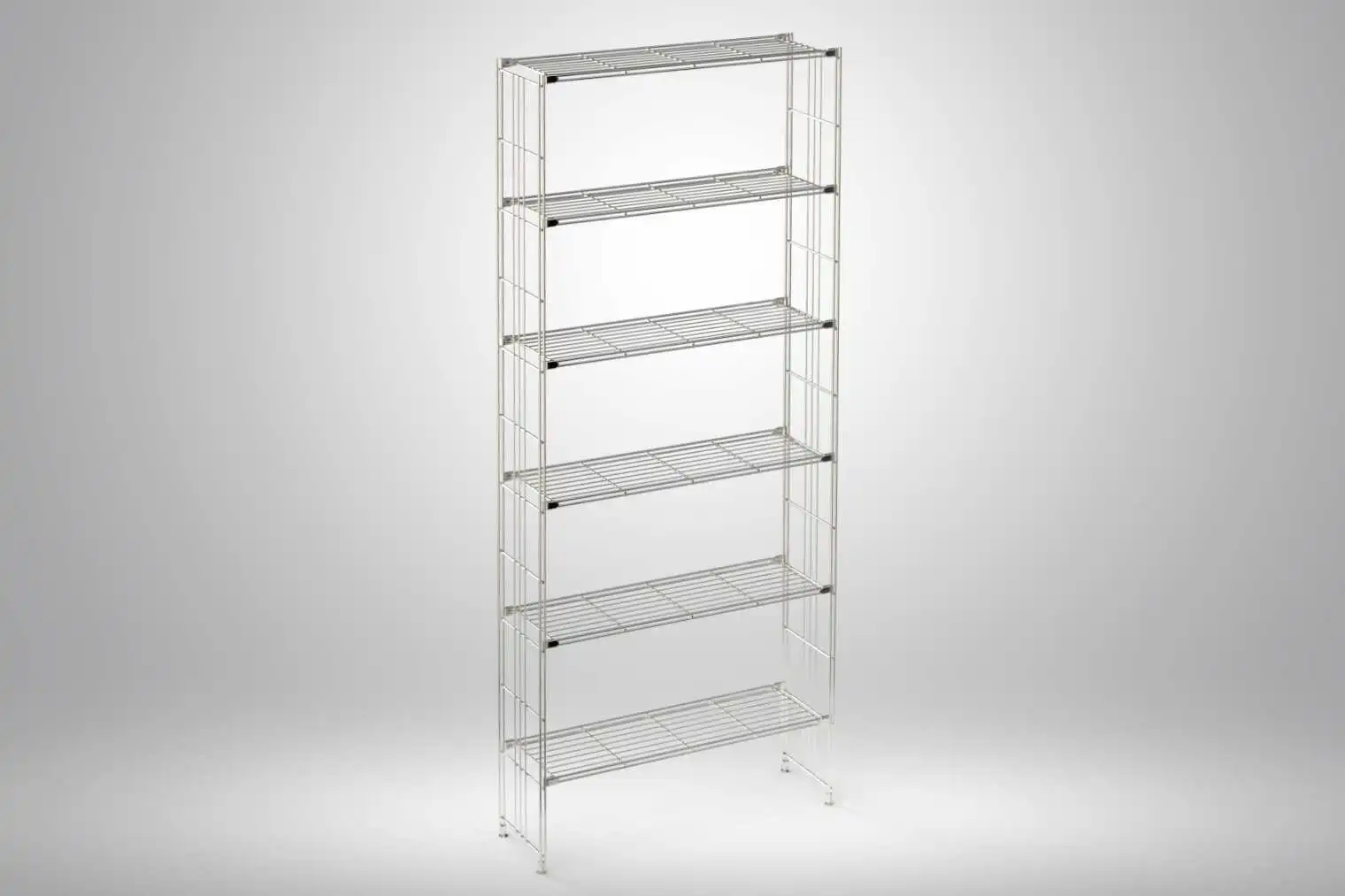 BIII Metall Regal mit 6 Gitterböden 208x87x25 cm Chrom