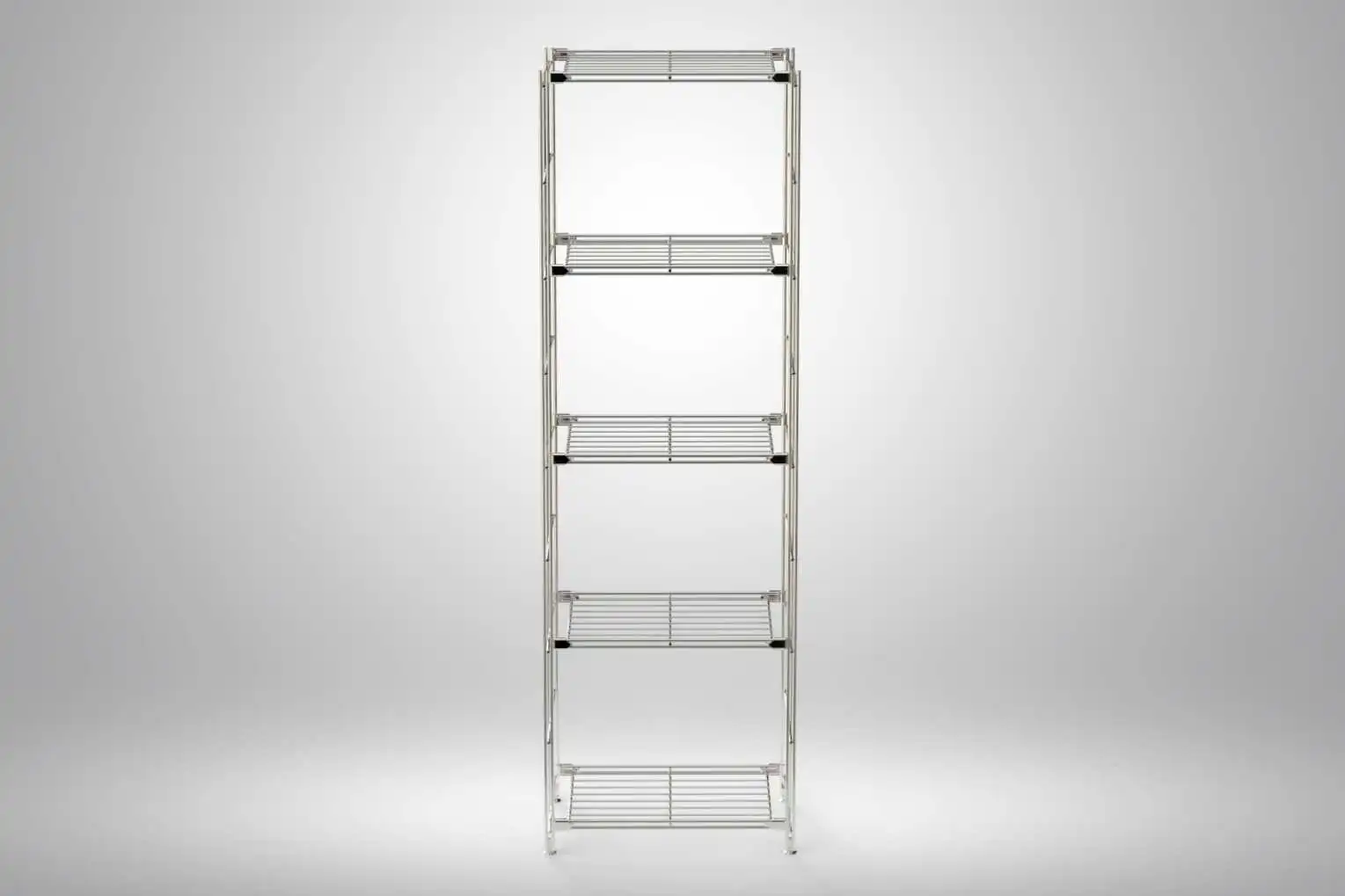 BIII Metall Regal mit 5 Gitterböden 154x48x25 cm Chrom