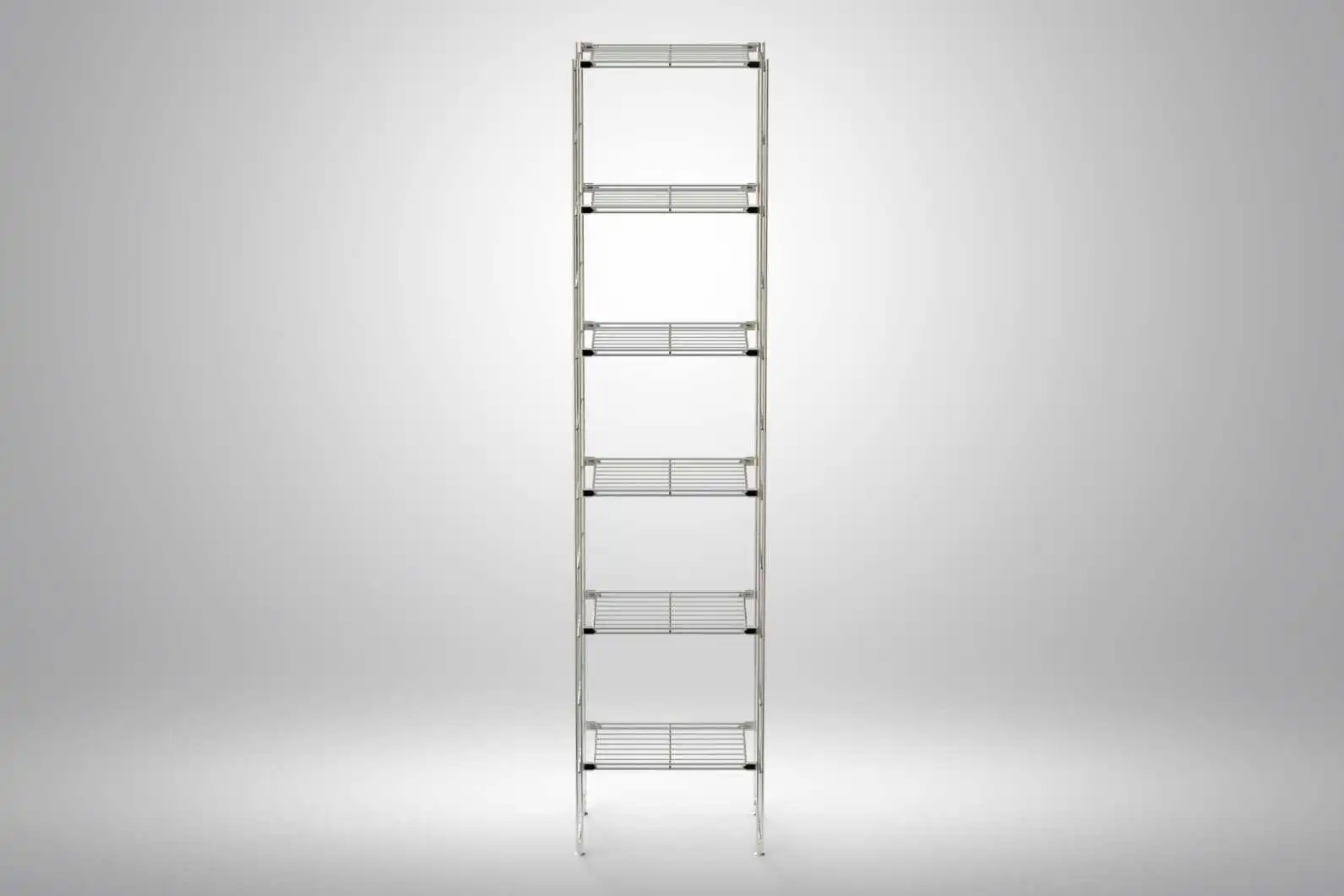 BIII Metall Regal mit 6 Gitterböden 208x48x25 cm Chrom