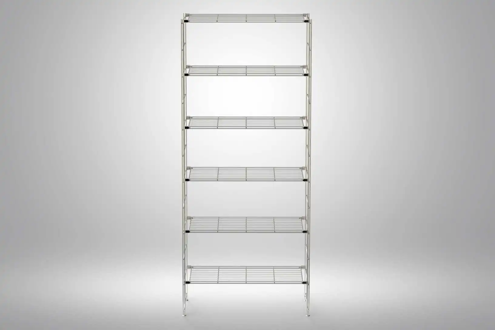 BIII Metall Regal mit 6 Gitterböden 208x87x25 cm Chrom