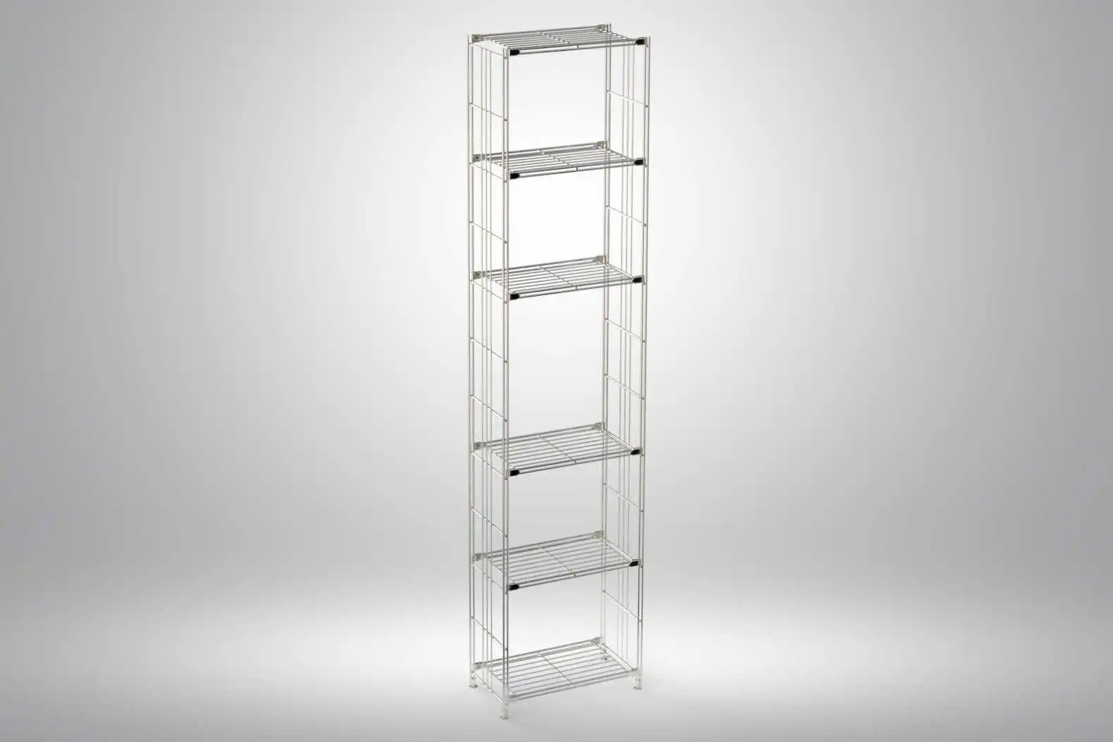 BIII Metall Regal mit 6 Gitterböden 208x48x25 cm Chrom