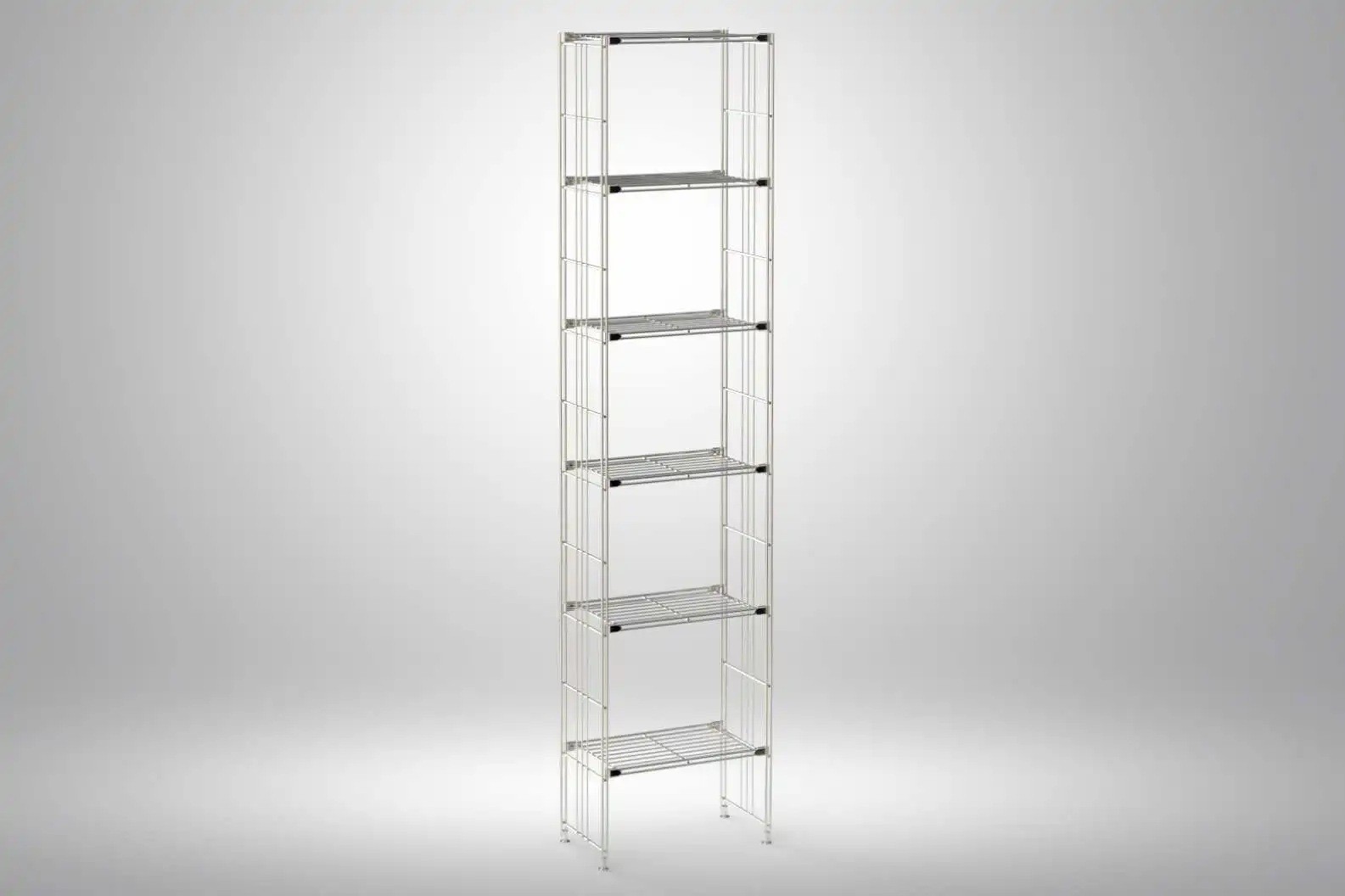 BIII Metall Regal mit 6 Gitterböden 208x48x25 cm Chrom