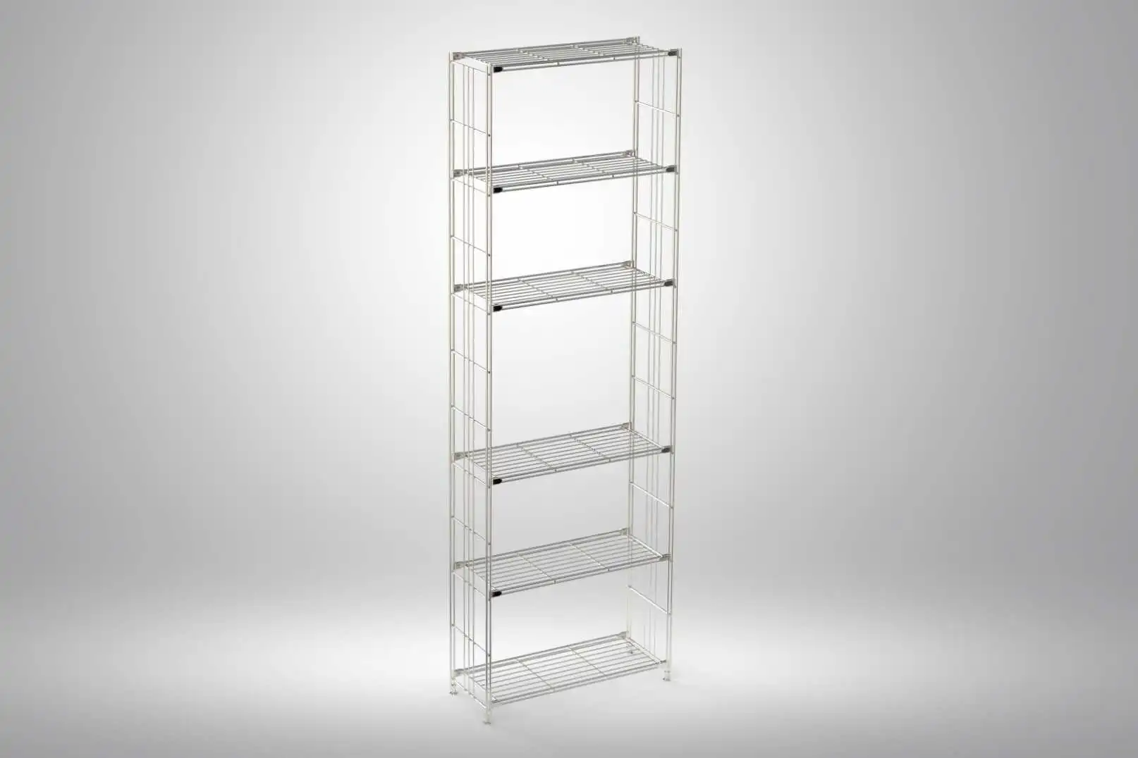 BIII Metall Regal mit 6 Gitterböden 208x67x25 cm Chrom