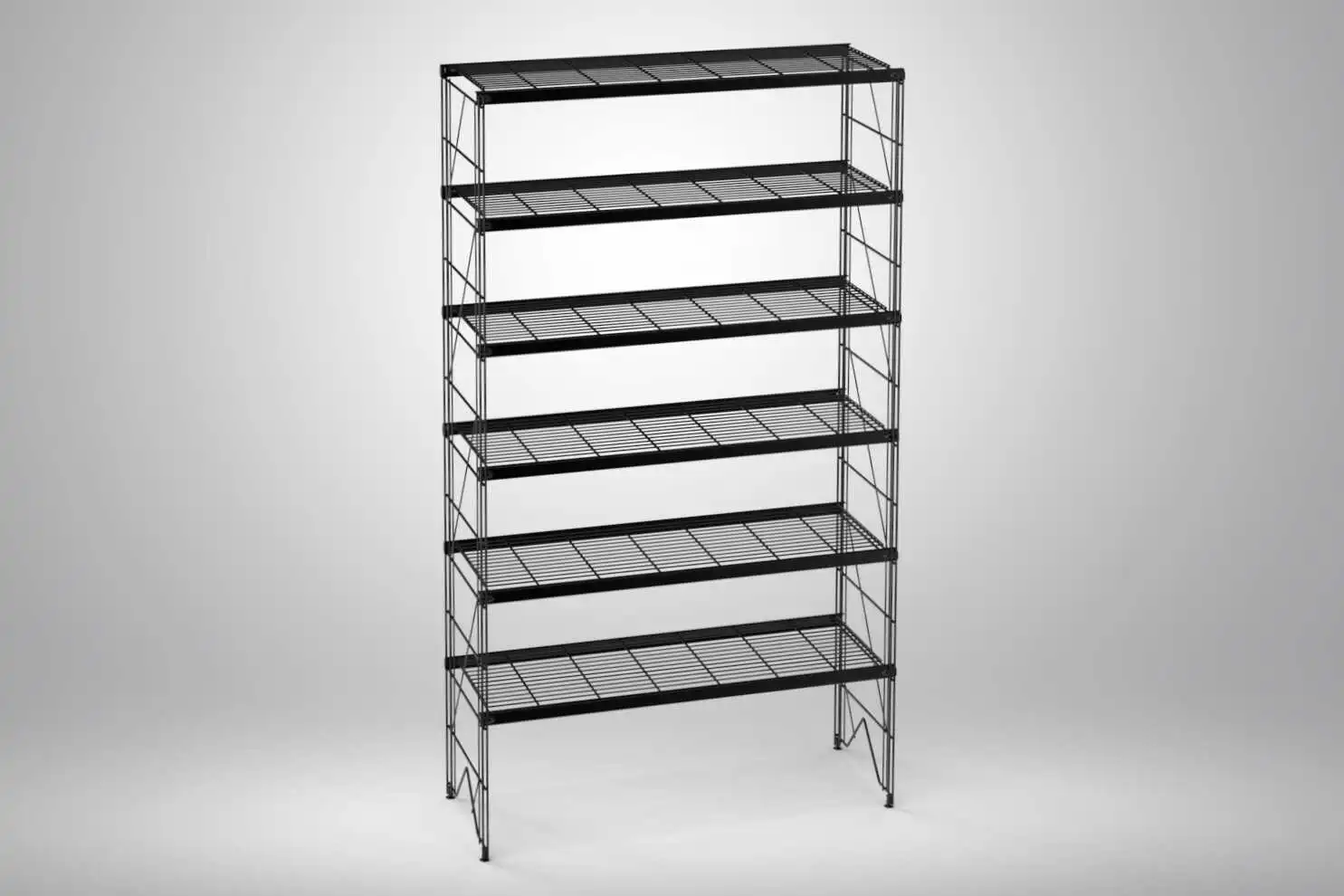 ETAGAIR - Regal in Schwarz pulverbeschichtet mit 6 Gitterböden