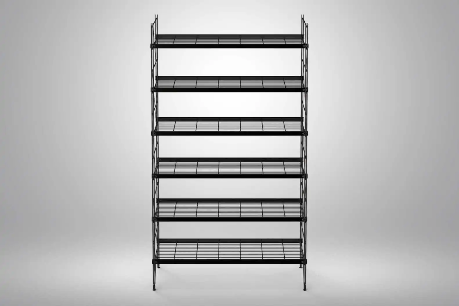 ETAGAIR - Regal in Schwarz pulverbeschichtet mit 6 Gitterböden