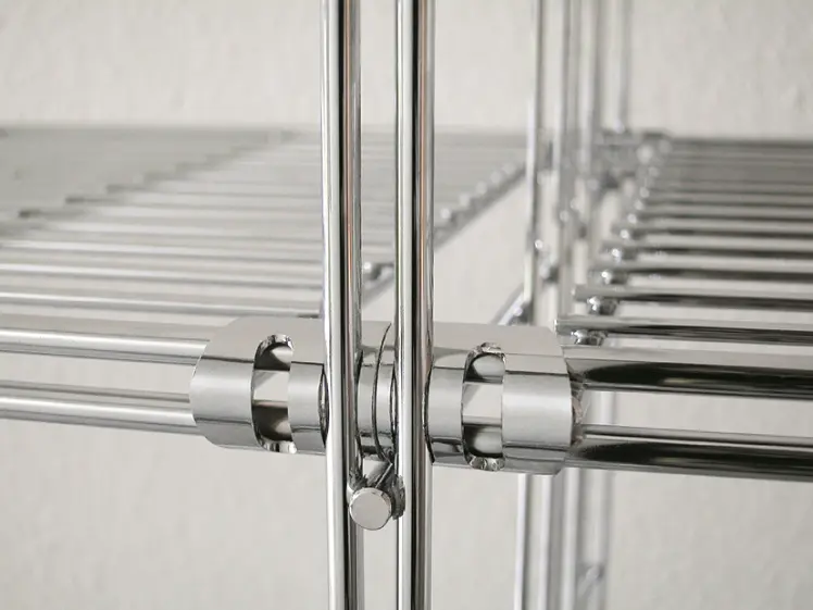 Regalset Metall mit 4 Gitterböden Metall verchromt 40 cm, 45 cm oder 121 cm breit 118 cm hoch 38 cm tief