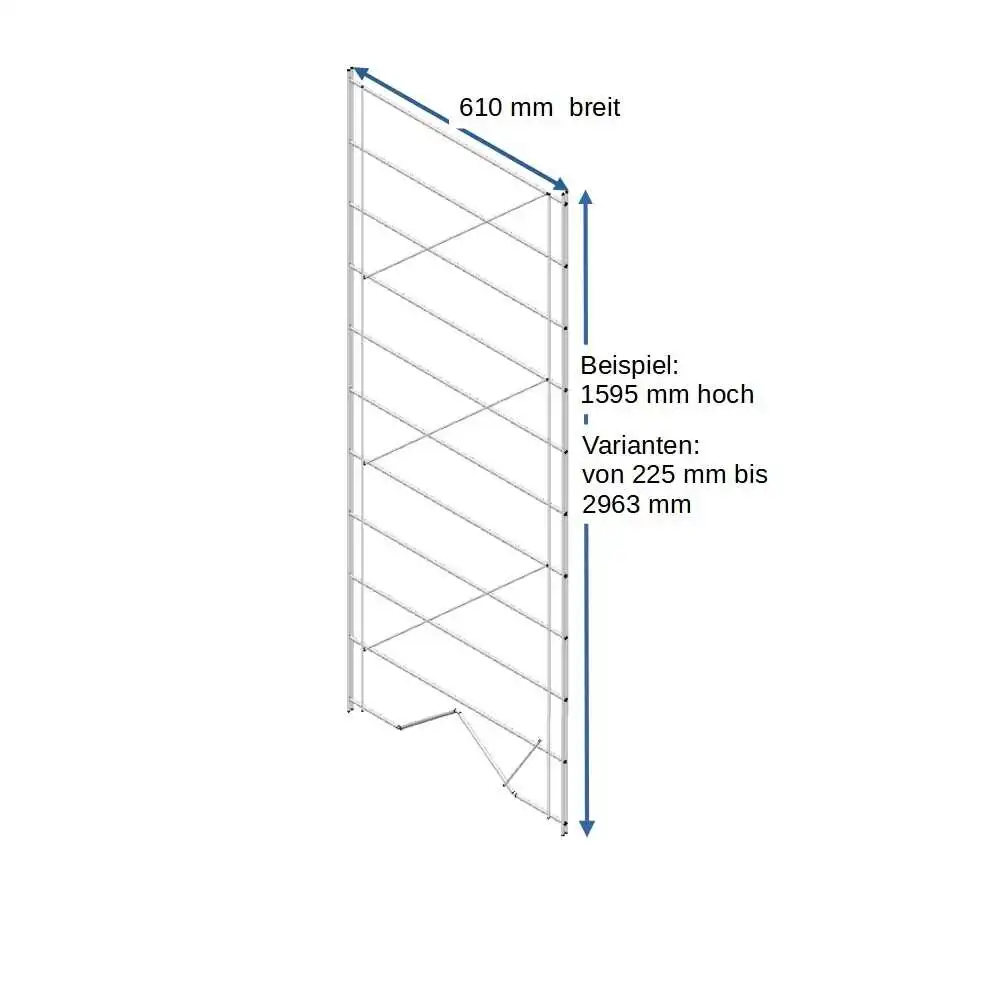 #L4160 ETAGAIR Stützleiter 1595x610 mm Metall verchromt, erhältlich in den Höhen 225 - 2963 mm, Tiefe: 305 / 381 / 457 / 610 mm 