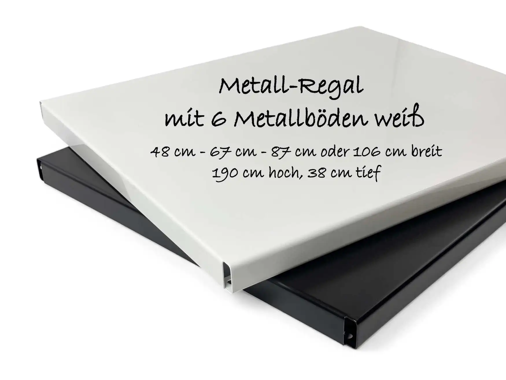 Regalset Chrom-weiß mit 6x Vollblechböden weiß pulver-beschichtet 190 cm hoch