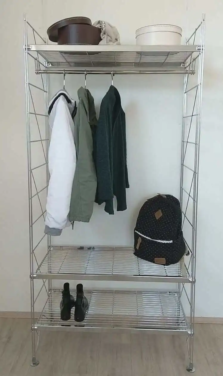 Erweiterbare Garderobe Metall verchromt - ETAGAIR -  190 cm hoch - 457 mm - 605 mm - 758 mm - 910 mm - 1062 mm oder 1214 mm breit