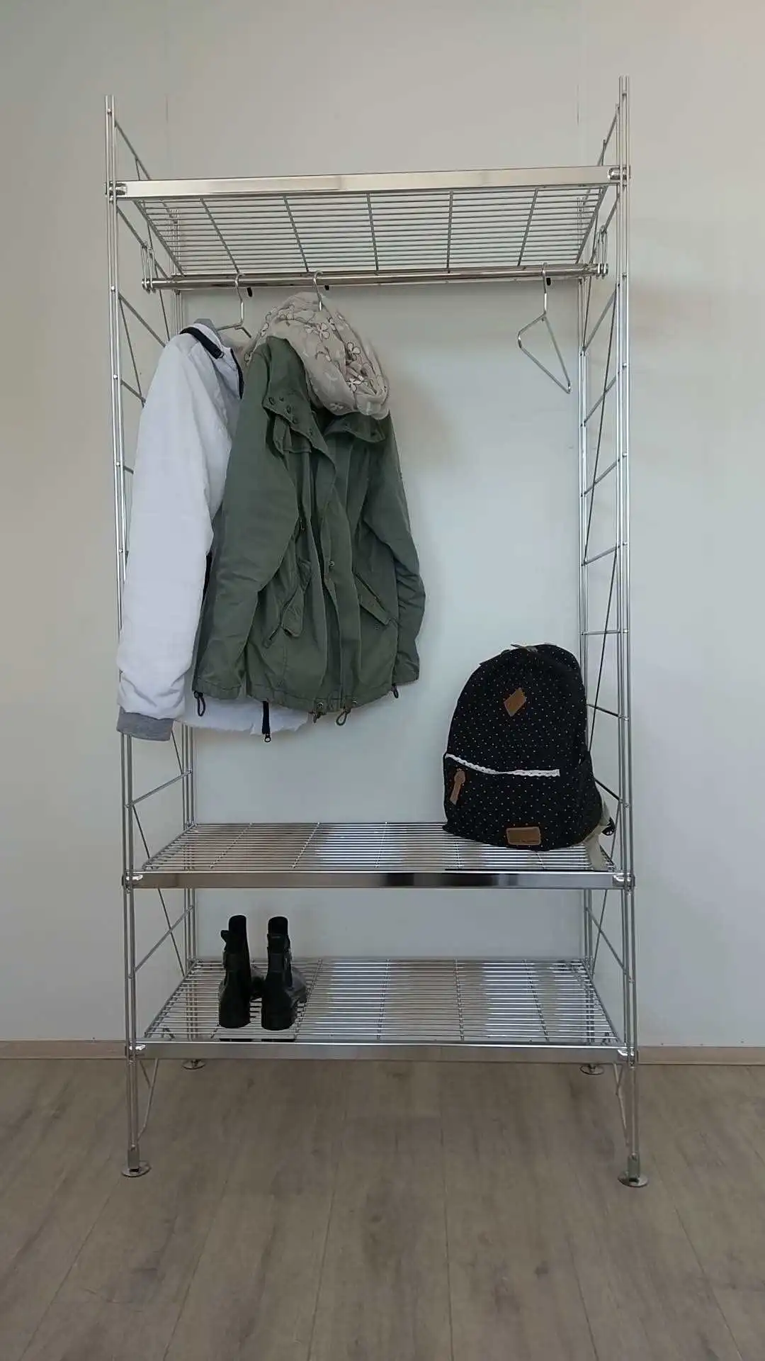 Etagair Garderobe Metall verchromt 190 cm hoch - 457 mm - 605 mm - 758 mm - 910 mm - 1062 mm oder 1214 mm breit