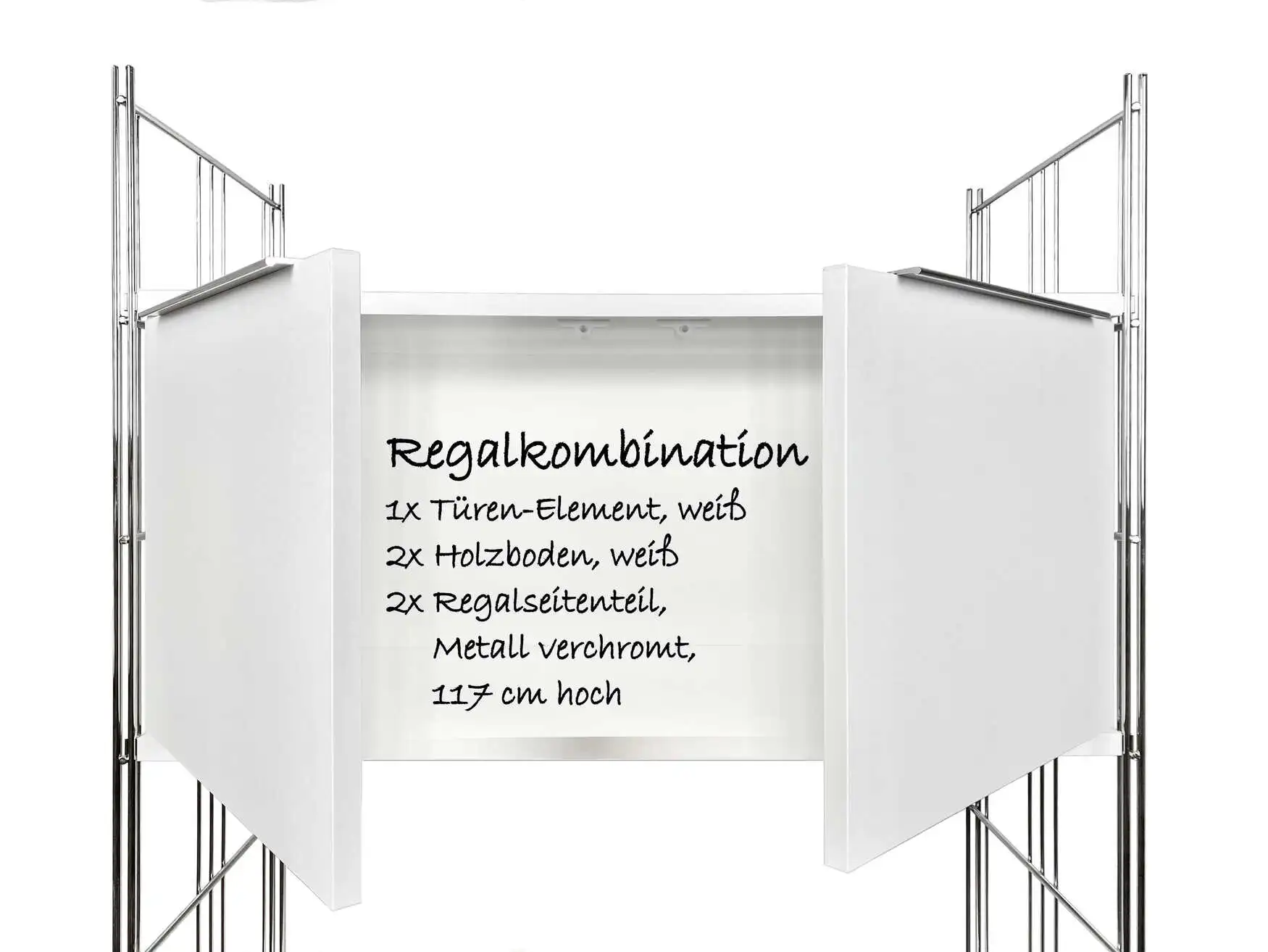 Regalset mit Türen-Korpi 117x85x38 cm weiß-chrom - 909865