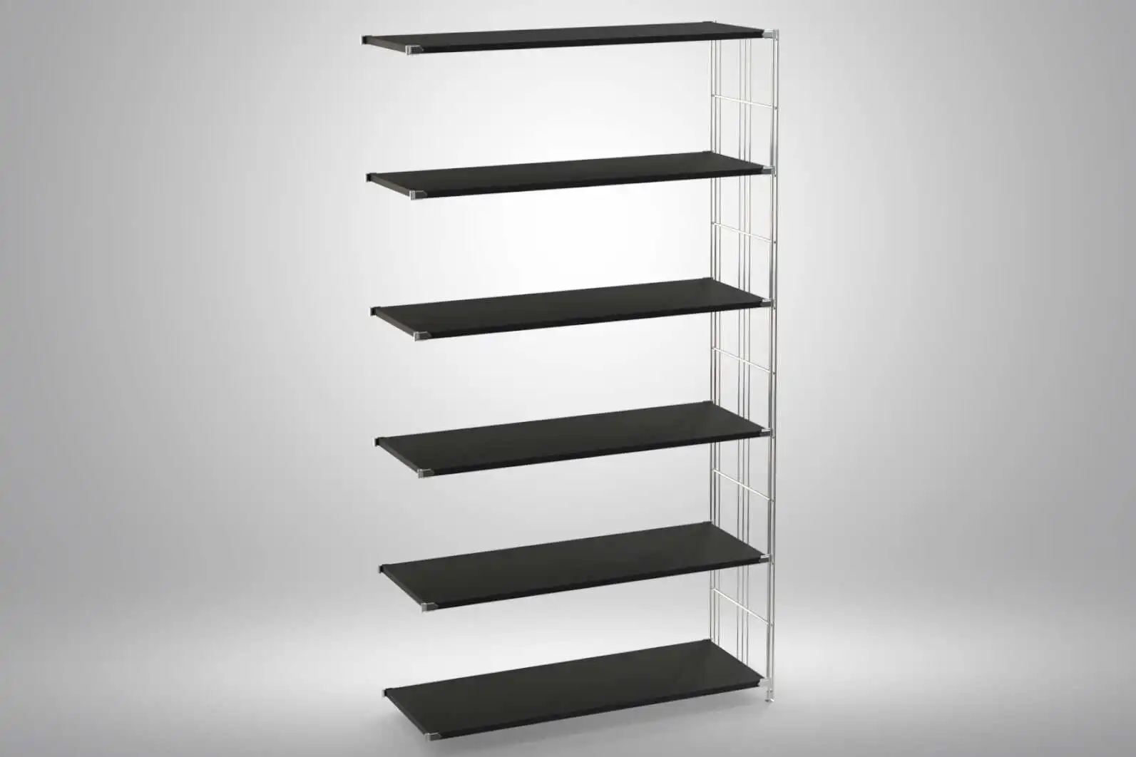 Ergänzungs-Regal Set für 190x104x38 mit schwarz lackierten Holzböden und Chrom Leitern - modular erweiterbar