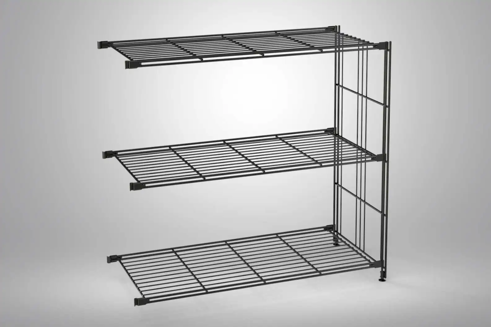 Ergänzungs-Regal Set für 80x85x38 mit schwarz lackierten Gitterböden und Leitern - modular erweiterbar