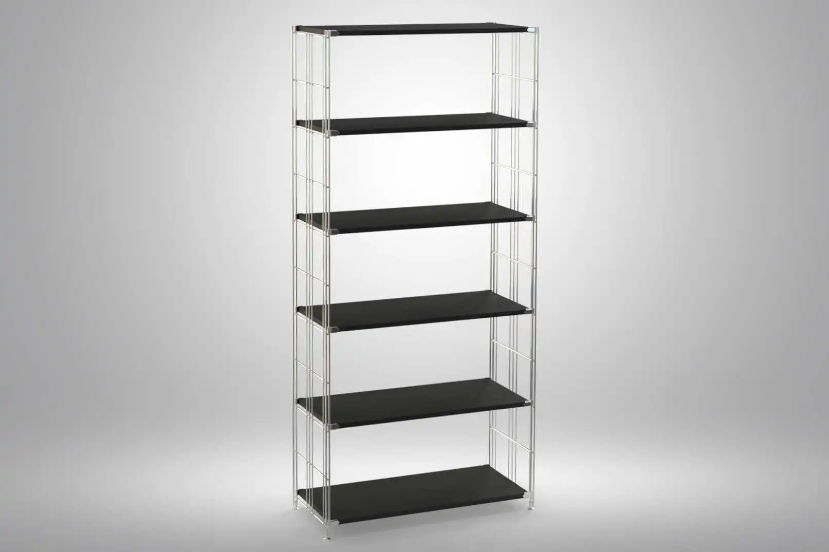 Art-Nr. 909813 BIII Regal 38T 190 cm hoch mit 6 Holzböden schwarz