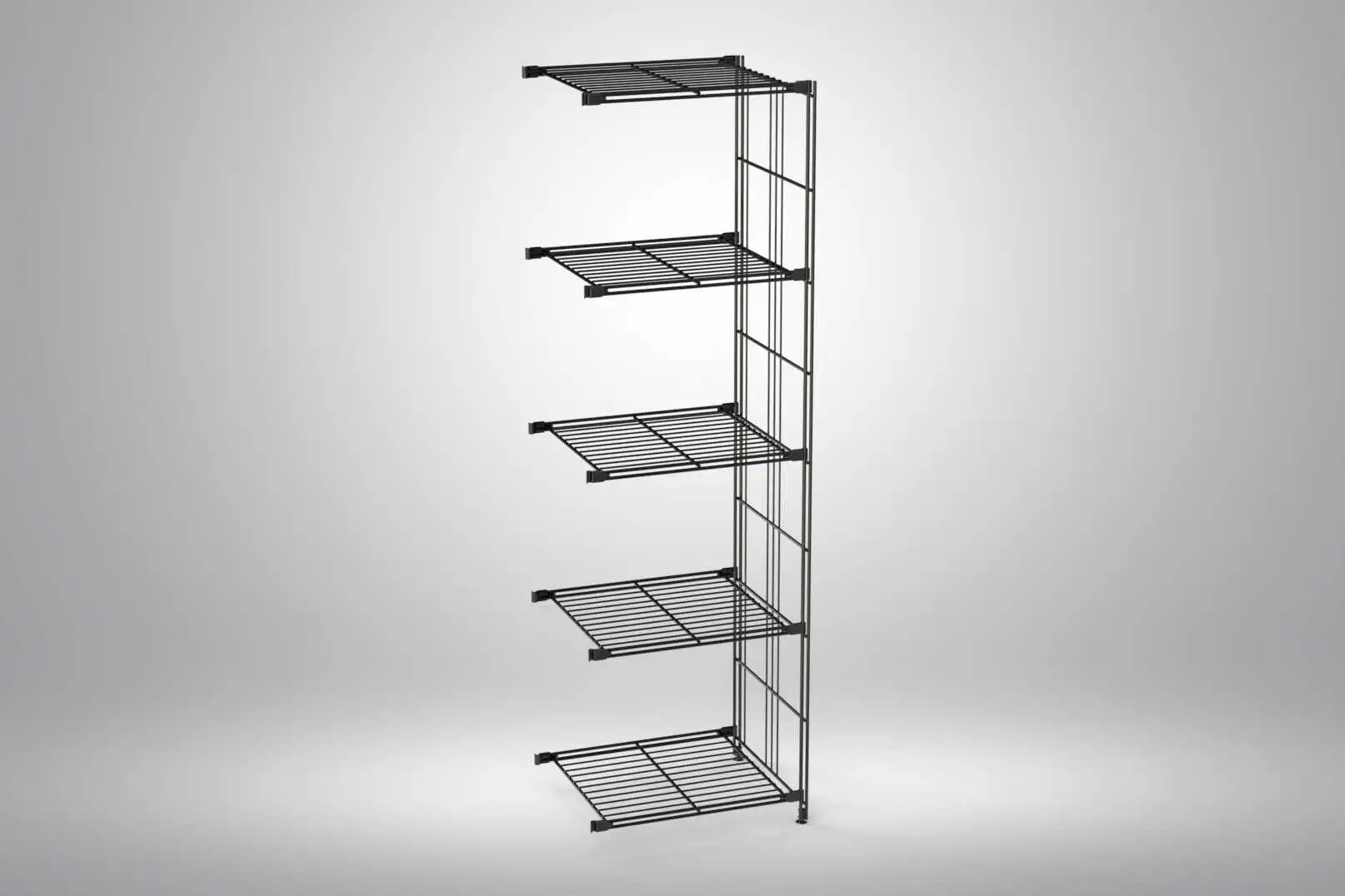 Ergänzungs-Regal Set für 154x46x38 mit schwarz lackierten Gitterböden und Leitern - modular erweiterbar