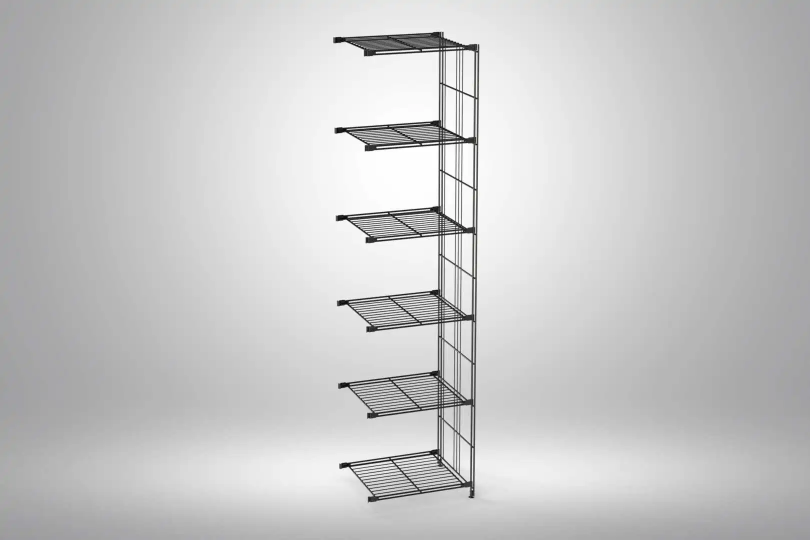 Erweiterungsset / Ergänzungsset bestehend aus 1x Regalleiter mit justierbaren Möbelfüßen, 6x Gitterböden mit Halterungen in 46 - 65 - 85 oder 104 cm Breite.