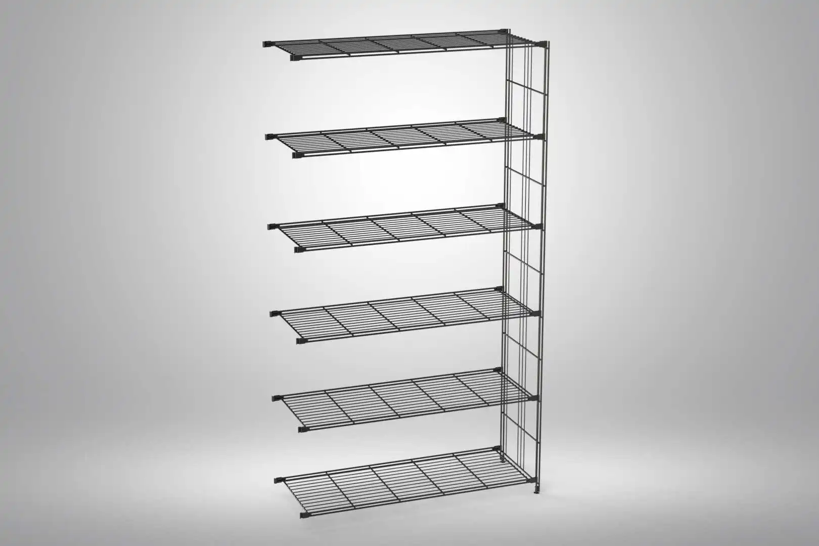 Erweiterungsset / Ergänzungsset bestehend aus 1x Regalleiter mit justierbaren Möbelfüßen, 6x Gitterböden mit Halterungen in 46 - 65 - 85 oder 104 cm Breite.