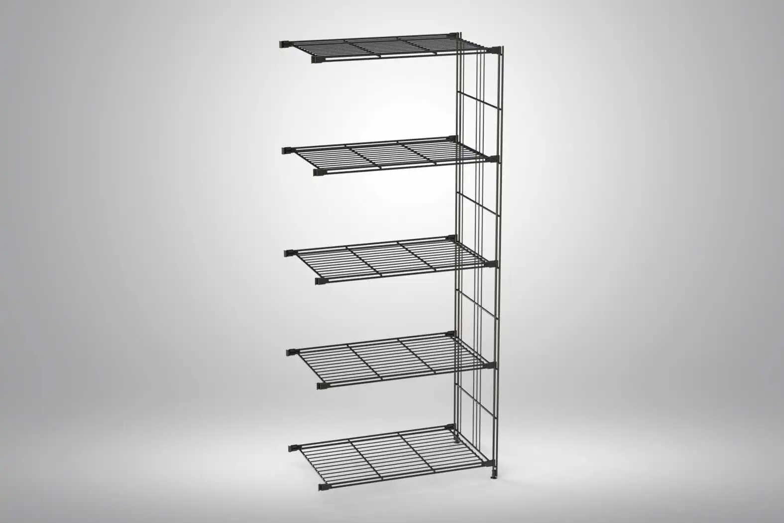 Ergänzungs-Regal Set für 154x65x38 mit schwarz lackierten Gitterböden und Leitern - modular erweiterbar