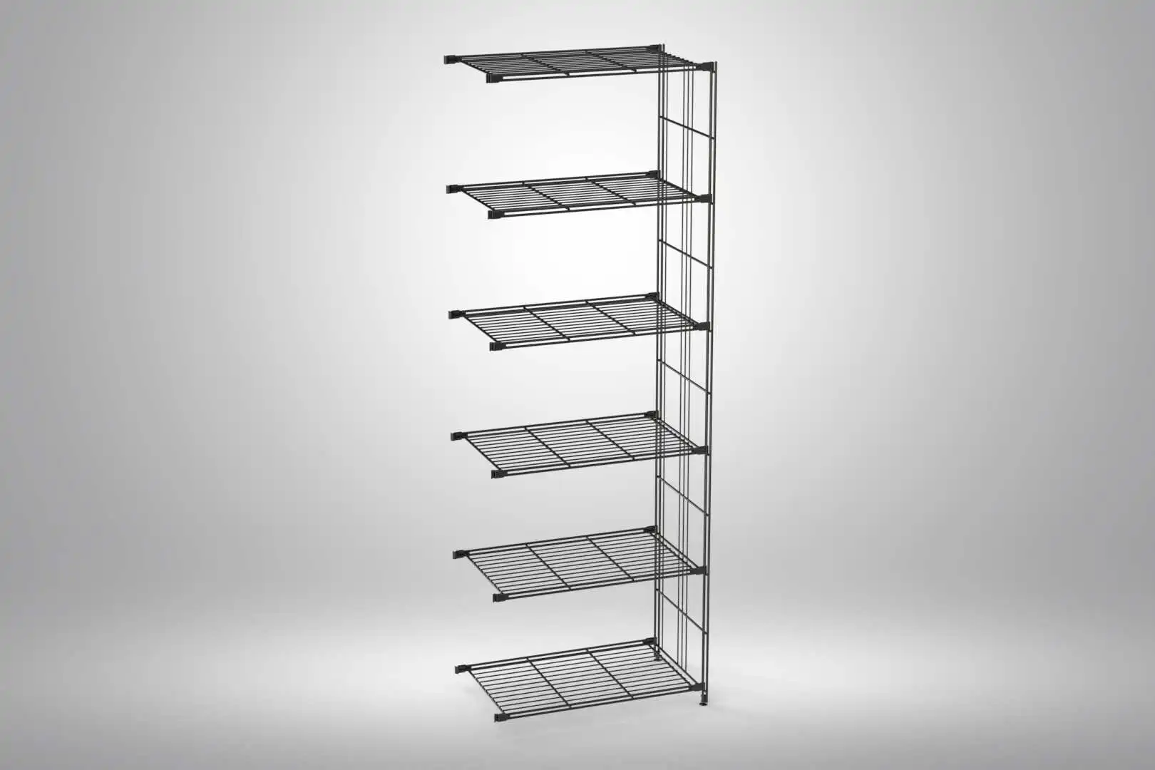 Erweiterungsset / Ergänzungsset bestehend aus 1x Regalleiter mit justierbaren Möbelfüßen, 6x Gitterböden mit Halterungen in 46 - 65 - 85 oder 104 cm Breite.