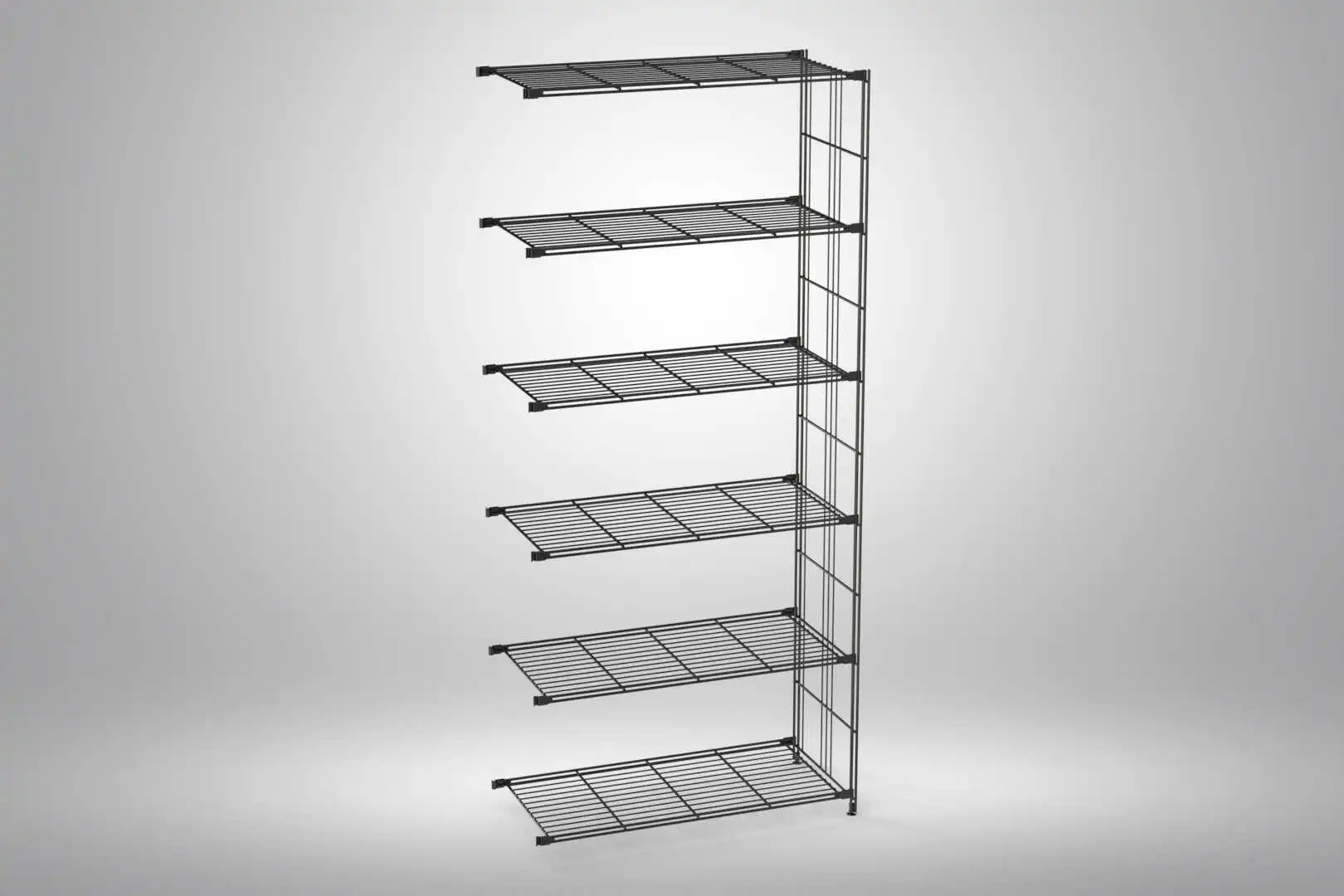 Erweiterungsset / Ergänzungsset bestehend aus 1x Regalleiter mit justierbaren Möbelfüßen, 6x Gitterböden mit Halterungen in 46 - 65 - 85 oder 104 cm Breite.