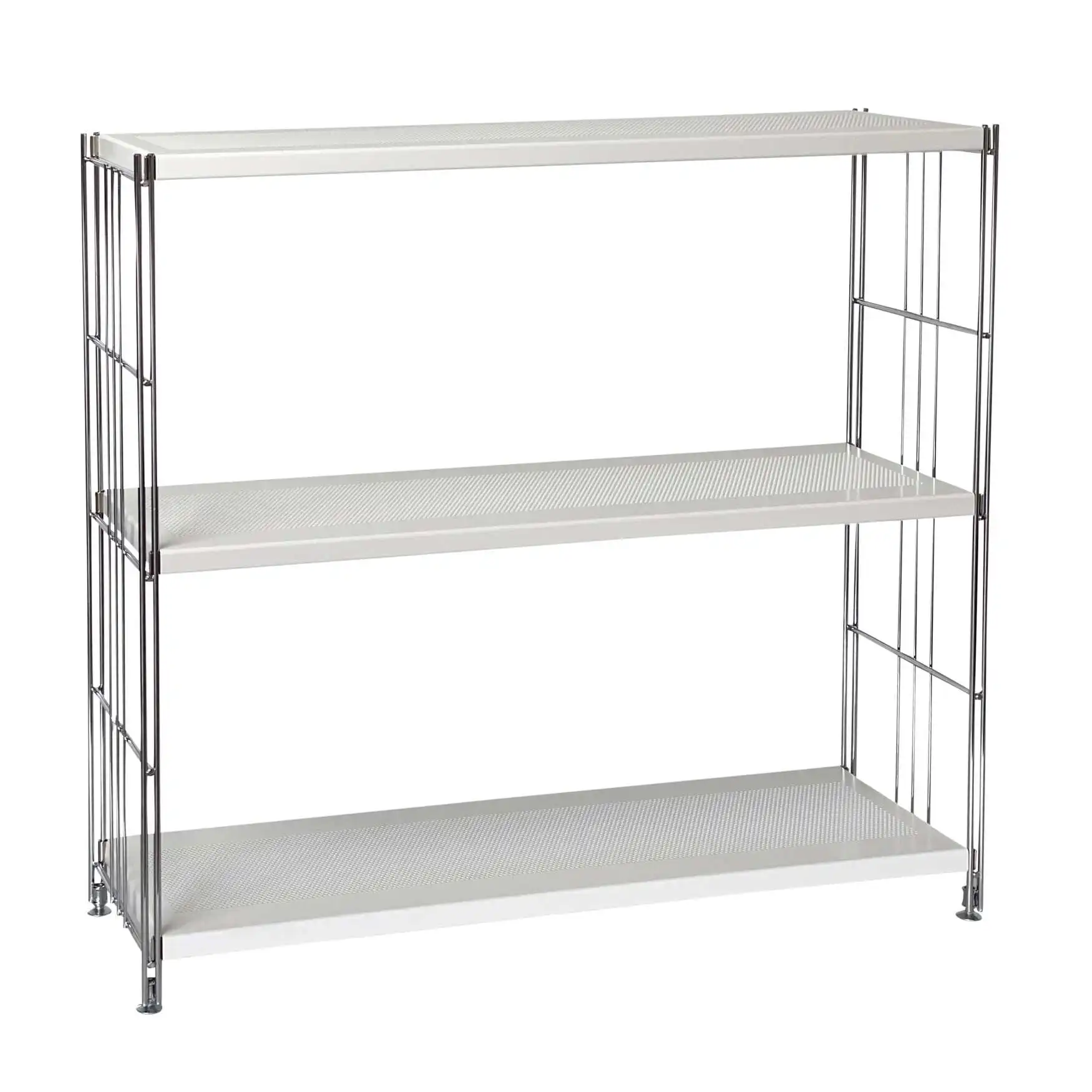 908051 Regalset mit 3 Lochblechboden weiß beschichtet85 cm breit