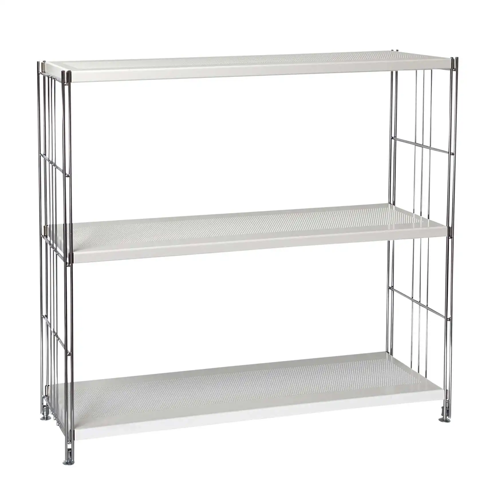 908051 Regalset mit 3 Lochblechboden weiß beschichtet85 cm breit