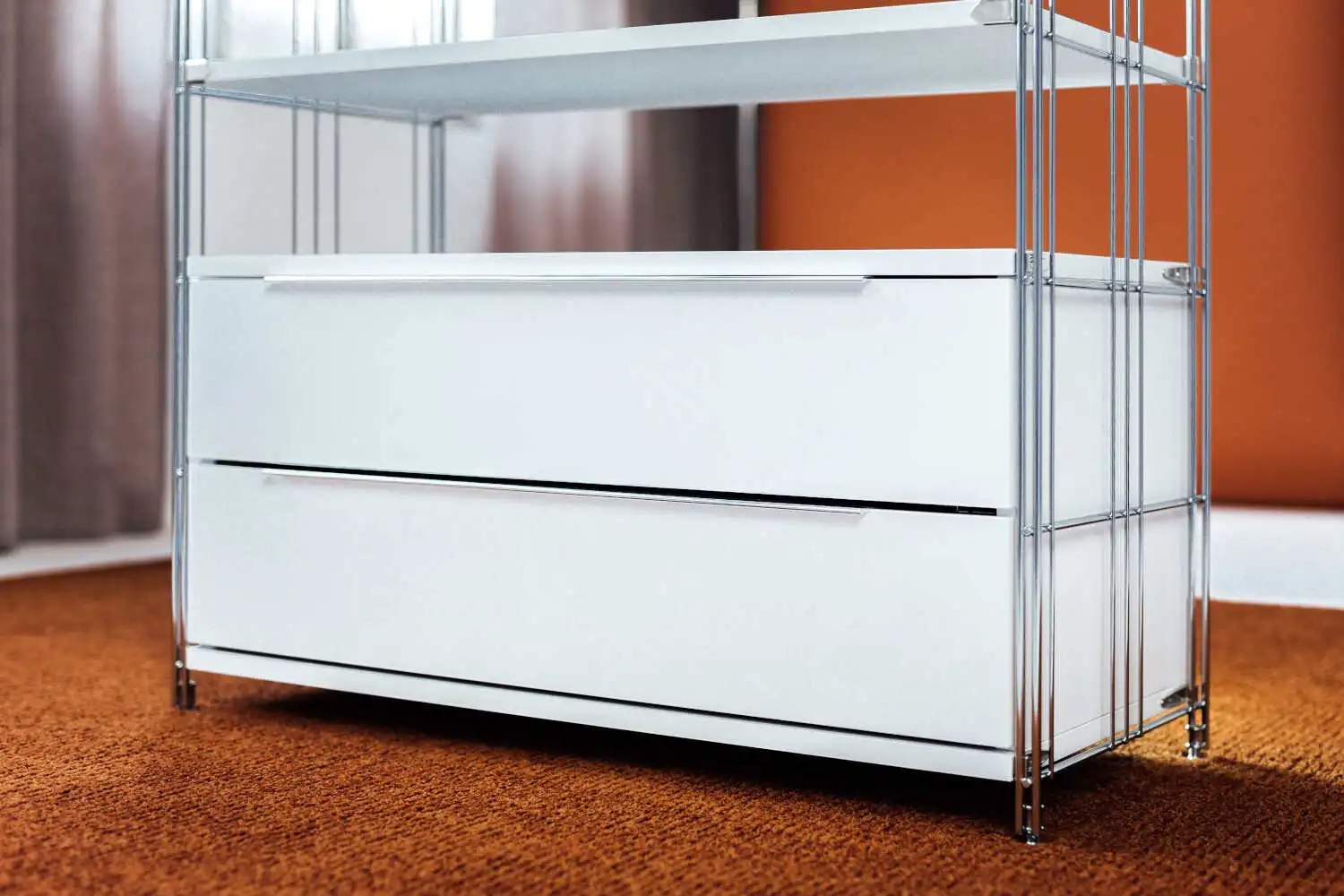 Schubladenelement weiß mit Regalböden kombinierbar BIII 380 85 cm oder 46 cm breit erweiterbar