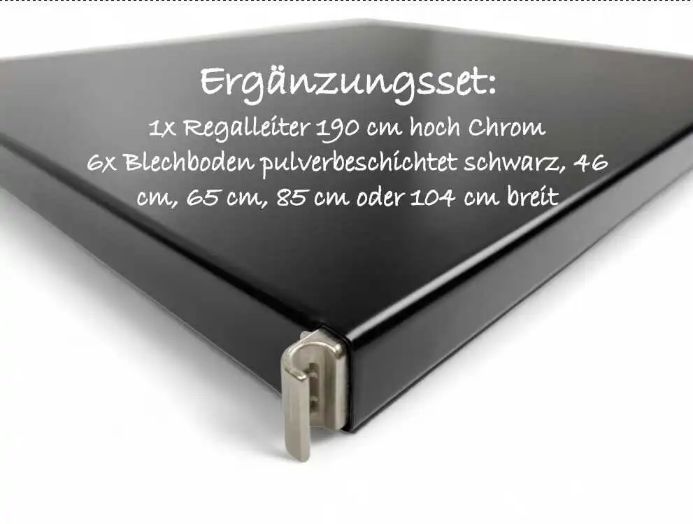 908120_908121_908122_908123_Ergänzungsset 6x Blechboden schwarz pulverbeschichtet 190 x38 (Höhe x Tiefe)