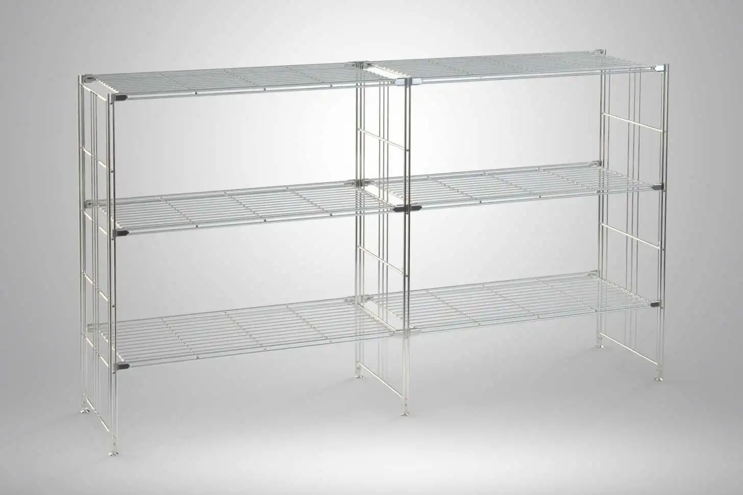 Regal Art.Nr. 906308 - 98 x 210 x 38 cm Metall verchromt modular erweiterbar Serie BIII 380