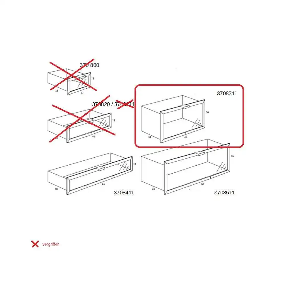 3708311 Metallschublade 46 cm (Breite) x 37 cm (Höhe) x 38 cm Tiefe - BIII 380
