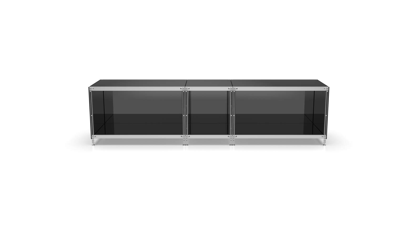 KUBUS Lowboard Metall schwarz mit 3 offenen Fächern 196 cm breit