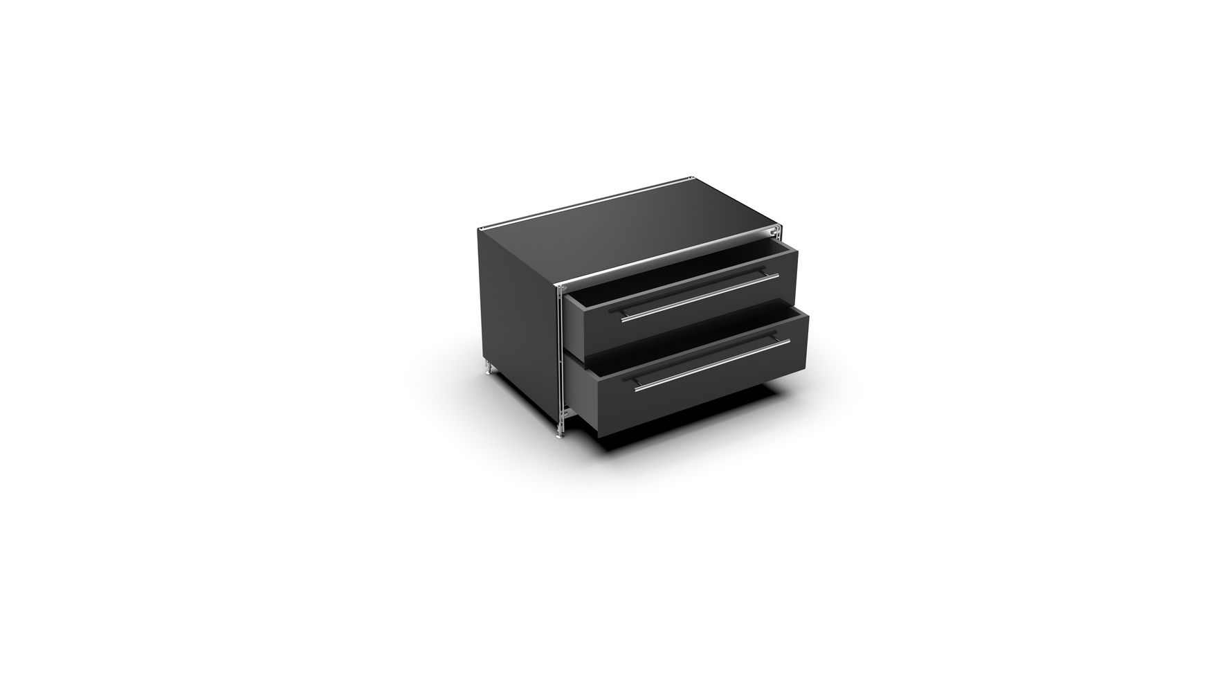 KUBUS Lowboard Metall schwarz pulverbeschichtet mit Doppel-Schublade 80 cm breit