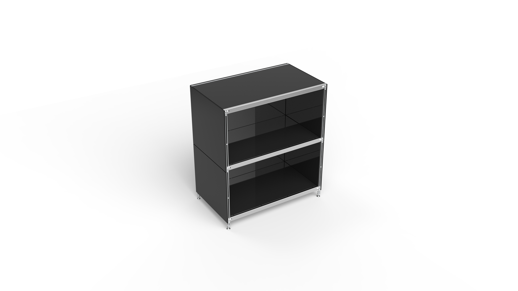 KUBUS Sideboard Metall schwarz pulverbeschichtet mit 2 offenen Fächern 80 cm breit