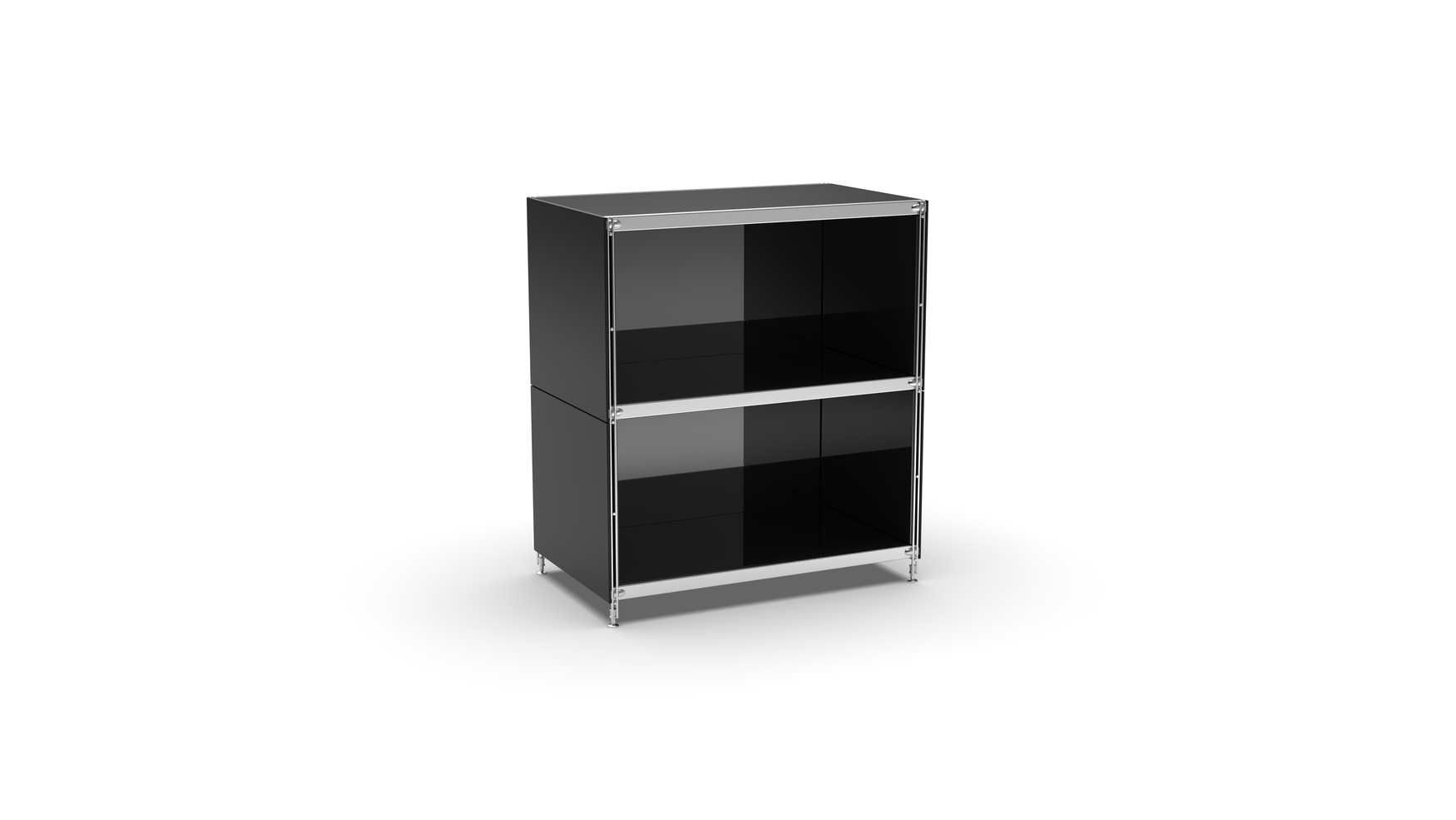 KUBUS Sideboard Metall schwarz pulverbeschichtet mit 2 offenen Fächern 80 cm breit